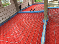 red underfloor heating layout